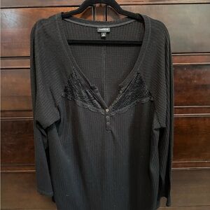 Torrid Black Textured Knit Top
